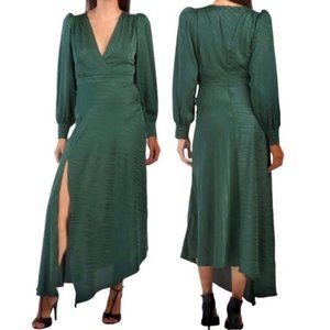 RONNY KOBO Estelle Forest Green Animal Print  V Neck Maxi Dress w/ Slit NWT S